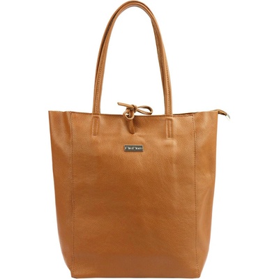 MiaMore 01-014 Z koňak dámska kožená taška cez rameno shopper 40 x 38 x 13 cm