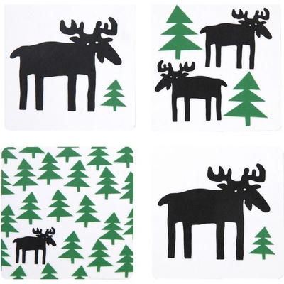 Klippan Podložky pod sklenice Moose in the forest 4ks 9x9cm