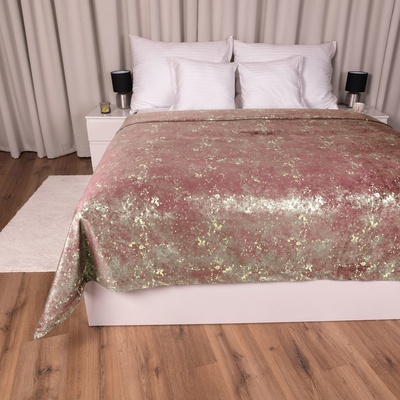 Biante Sametový přehoz na postel Isabela IBL-013 Gold Design starorůžový 200x220 cm