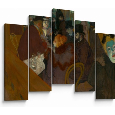 Obraz - Henri de Toulouse-Lautrec, At the Moulin Rouge, reprodukce, pětidílný 125x90 cm