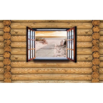 Preinterier FT2733 Fototapeta na stenu Most na pláž na drevenej stene vlies 104cm x 70cm