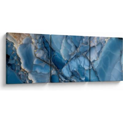 Obraz - Modrý členitý mramor, třídílný 90x30 cm
