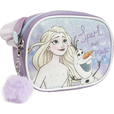 Cerda Dívčí kabelka FROZEN Elsa a Olaf glitter fialová 14,5x10,5x4 cm
