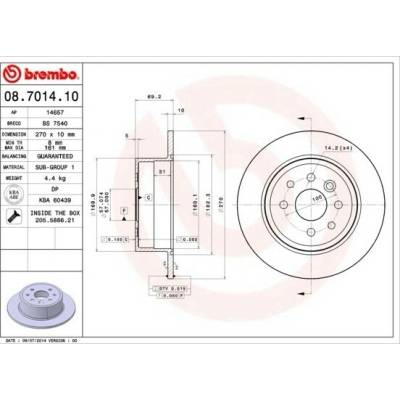 Brzdový kotúč BREMBO 08.7014.10 08.7014.10