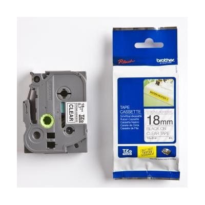 Páska do štítkovače Brother TZE-S141, 18mm, černý tisk/průsvitný podklad, originál