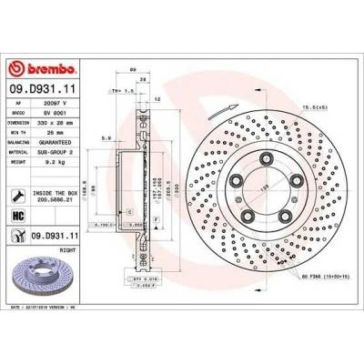 Brzdový kotúč BREMBO PRIME LINE - UV Coated 09.D931.11