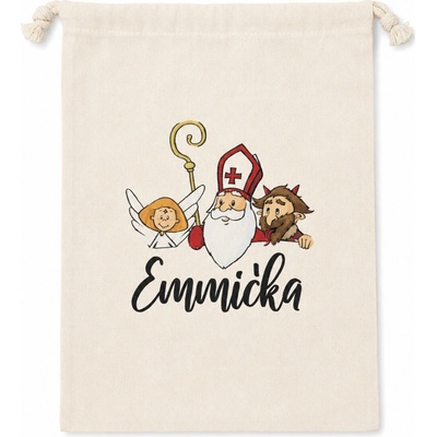 Bavlněný pytlík s potiskem Mikuláše, pro EMMIČKU-Zachraň mě!