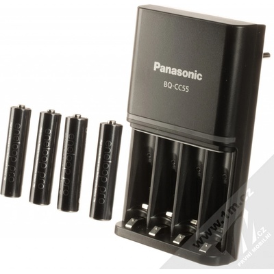 Panasonic Eneloop Charger BQ-CC55 + 4 x R6/AA Eneloop PRO 2500mAh BK-3HCDE K-KJ55HCD40E