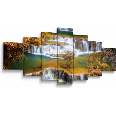 Obraz - Vodopády Huay Mae Khamin, Thajsko, sedemdielne 210x100 cm