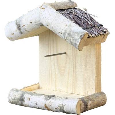 Dobar Brezové krmítko pre vtáky tmavá rákosová strecha 9 x 19 x 20 cm