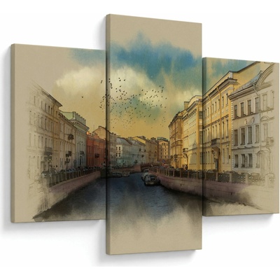 Obraz - Moyka rieka, Petrohrad, Rusko, trojdielne 90x60 cm