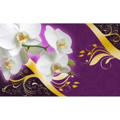 Preinterier FT3000 Fototapeta na stenu Biele kvety na fialovom pozadí vlies 104cm x 70cm