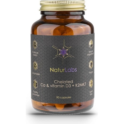 NaturLabs Vápník chelátotvý + D3 + K2 90 kapslí