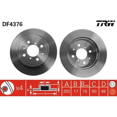 TRW Brzdový kotúč DF4376