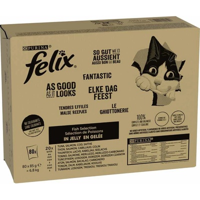 Felix Fantastic 80 x rybí mix 1 tuniak losos treska treska tmavá 85 g