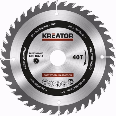 KREATOR KRT020405 Pilový kotouč na dřevo 140mm, 40T – Hledejceny.cz