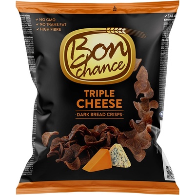 Bon Chance žitno pšeničné chlebové chipsy se třemi druhy sýrů 120 g