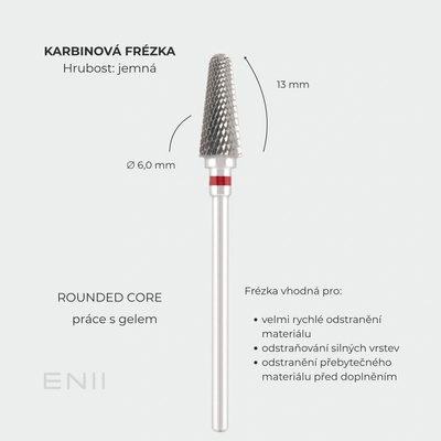 ENII-NAILS Karbidová fréza Zaoblený kužel - red, Ø 6,0 mm