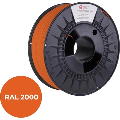 C-Tech Premium Line, Silk PLA, žltooranžová, RAL2000, 1,75mm, 1kg