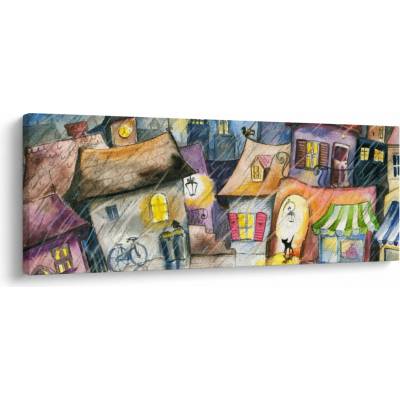 Obraz - Deštivý večer, jednodílný 100x40 cm