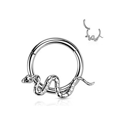 Šperky4U segment kruh s hadem helix cartilage tragus piercing titan TIT1162-1208