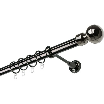 OK-GarnýžeCY Garnýž kovová jednořadá 25mm Paola onyx 100 cm do stěny / kroužky s háčkem