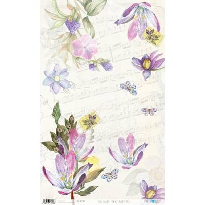 Rýžový papír 54x33 VINTAGE KVĚTINY BÉŽOVÉ - Rice Paper 54x33 VINTAGE FLOWERS BEIGE