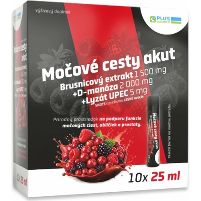 Plus Lekáreň Močové cesty akut SHOTS ampulky s príchuťou lesného ovocia 10 x 25 ml