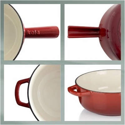 KELA Pánev na sýrové fondue Calido litinová červená 33,5x6,5 cm 20,0 cm 1,8l KL-16622