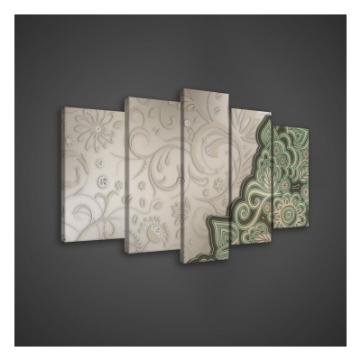 Obraz na plátne viacdielny - OB3580 - Zelený ornament 100cm x 60cm - S17