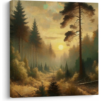 Obraz - Slunce zářící lesem, jednodílný 70x70 cm
