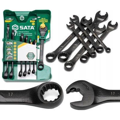 Sata Tools Očkoploché ráčnové klíče X6 8 ÷ 17 mm černé Sada 7 dílů ST47530