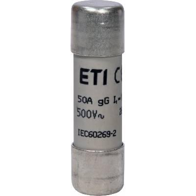 ETI Elektroelement, D.O.O. ETI CH14 gG 50A/500V Válcová pojistková vložka, velikost CH14, charakteristika gG, In = 50A, Icn = 120kA, Un = 500V AC, Pd=4,8W – Hledejceny.cz