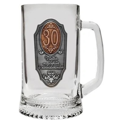 Krígeľ na pivo s kovovou etiketou Všetko najlepšie k narodeninám 30 500 ml