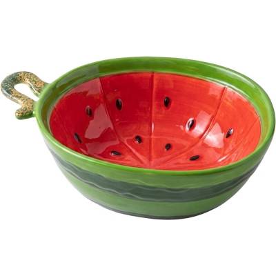Clayre & Eef Červená keramická miska ve tvaru melounu Sweet Melon 16 x 11 x 6 cm – Hledejceny.cz