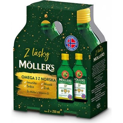 Orkla Health A/S Mollers Omega 3 D+ dárkové balení 2 x 250 ml