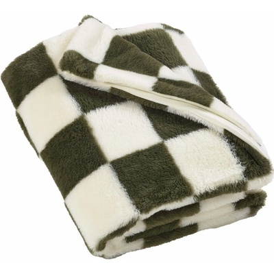 Catherine Lansfield Cosy Soft Checkerboard deka bílá/zelená 130x170