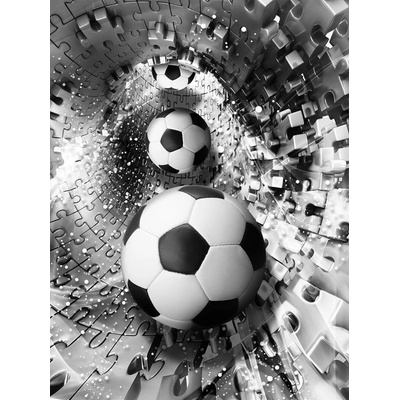 Preinterier Fototapeta panel - PL0778 - Futbalové lopty 3D tunel vlies - 206cm x 275cm