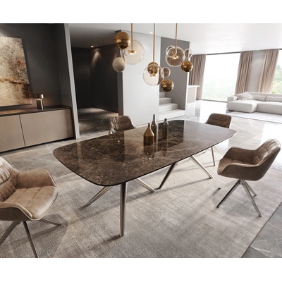 DELIFE Edge Boot 240 x 120 keramika Laminam Emperador Extra Lucidato tmavě hnědá Estelar kulatý nerezová ocel