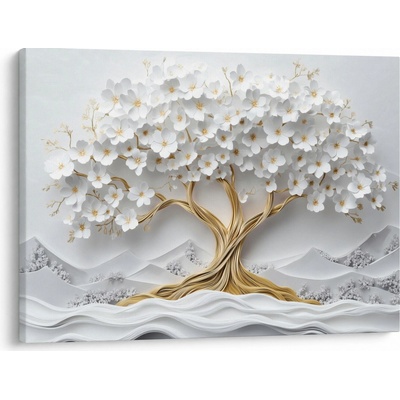 Obraz - 3D elegantní strom života plný květů, jednodílný 70x50 cm