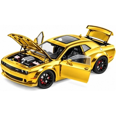 Dodge Challenger Helicat SRT kovový model hračka na baterie světla zvuk Zlatá 1:24