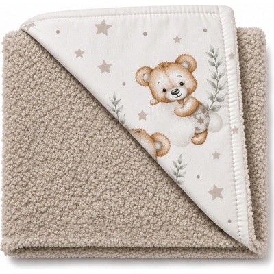 Baby Nellys Detská luxusná obojstranná deka Sleepy Teddy béžová