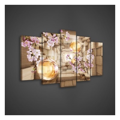 Obraz na plátne viacdielny - OB3551 - Ružové kvety 100cm x 60cm - S17