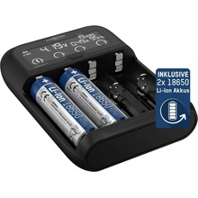 Ansmann Lithium 4 Universalladegerät mit 2x 18650 Akkuzellen (2600mAh) Nabíječka Li-Ion, LiFePO4, NiMH 18500, 18650, 145