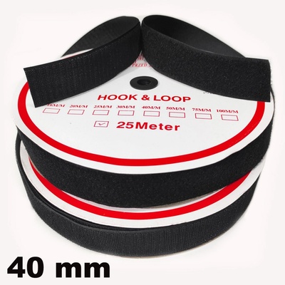 Pásek na suchý zip Háček a Smyčka set černý 40 mm balení 25 m