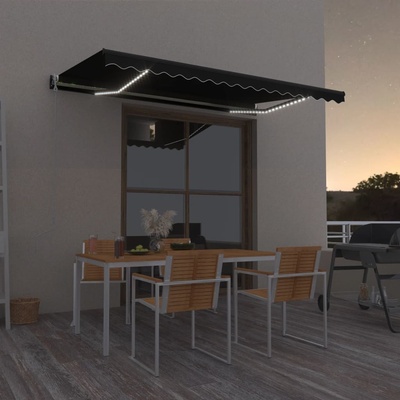 VidaXL Automatická markýza LED a senzor větru 400 x 350 cm antracitová