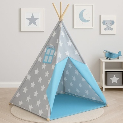 Infantastic 74166 Dětský stan teepee, modro/šedý bez příslušenství