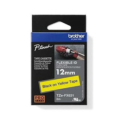 Brother originál páska do tlačiarne štítkov Brother TZE-FX631 černý tlač/žltý podklad laminovaná 8 m 12 mm flexibilná