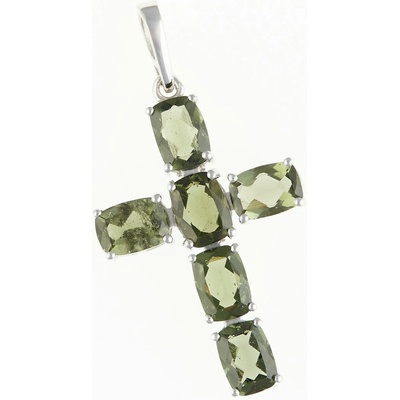 My Moldavite Stříbrný přívěsek s vltavíny kříž 158