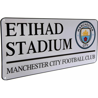 CurePink: | Kovová cedule na zeď FC Manchester City: Etihad Stadium (40 x 18 cm) [2696]